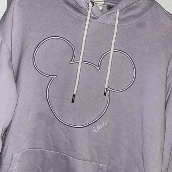 H&M Disney Lavender Mickey Mouse Logo Hoodie Pullover Sweatshirt Size Medium - Picture 3 of 8